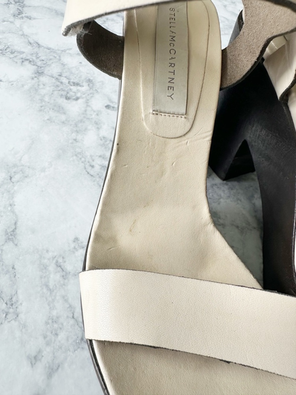 Stella McCartney Beige Chunky Wooden Platform Sandals - Picture 8 of 12